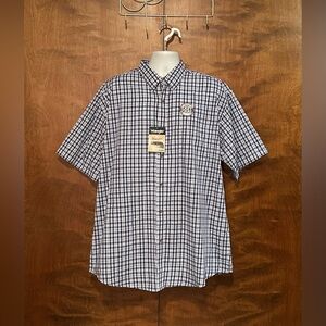 Wrangler Riata Short Sleeve Plaid Shirt Mens XXL Blue Button Down Easy Care